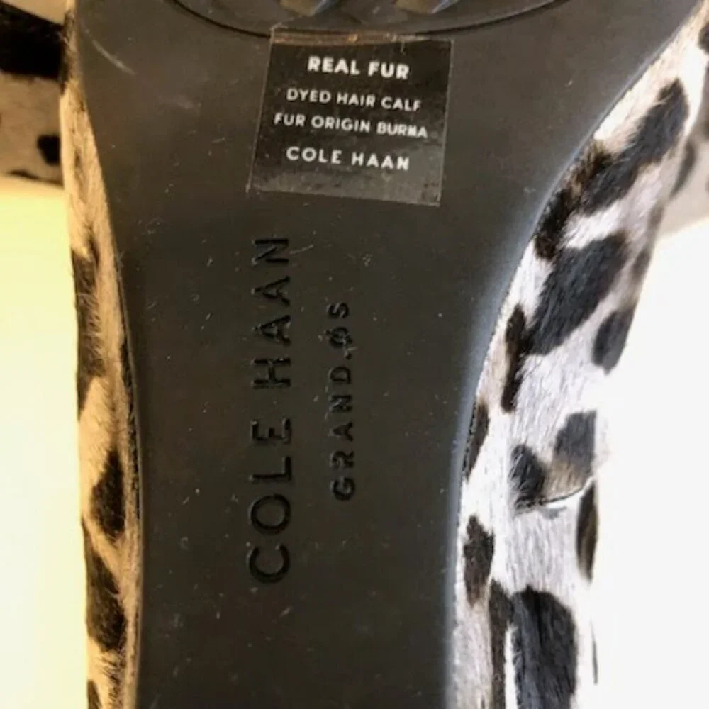 NWT COLE HAAN The-go-to Grey Leopard Calf Hair Wedge Pump Loafer 9